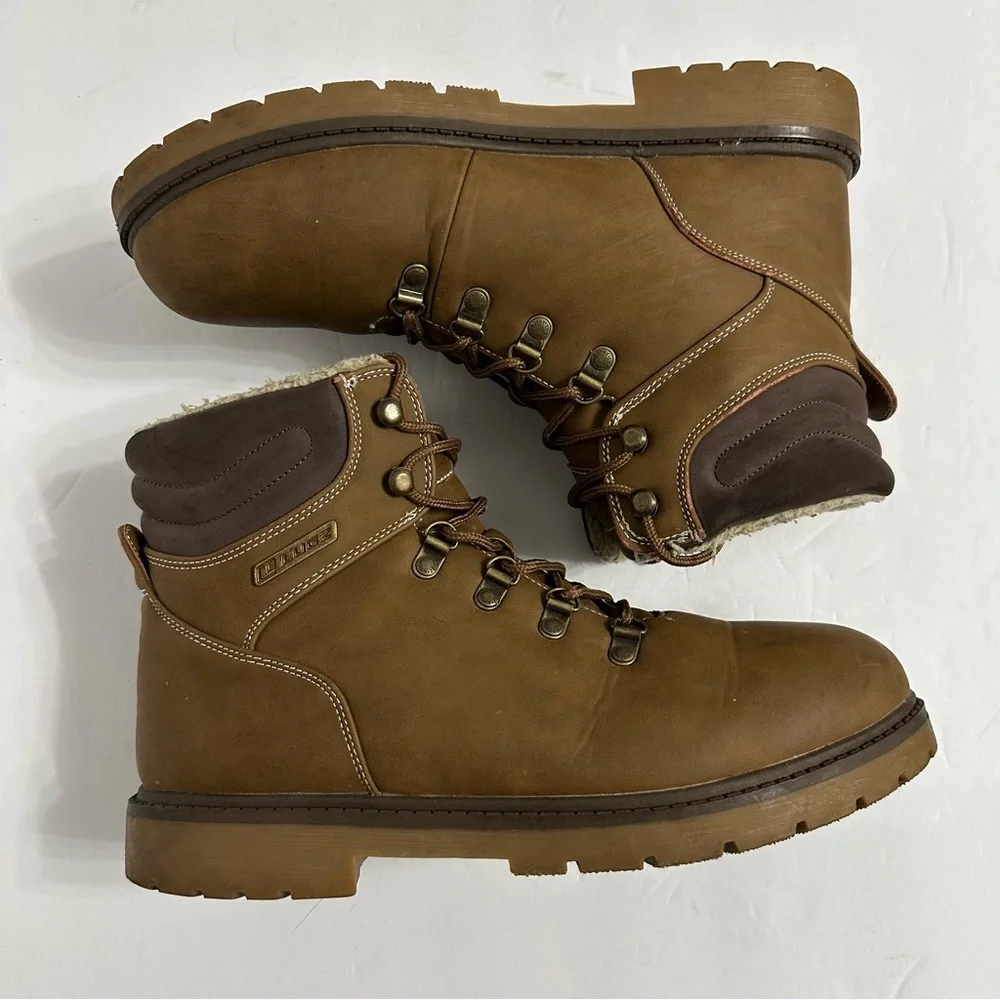 Lugz Men's Tan Grotto Fleece Chukka Boots Size 9.5 Lug Sole Slip Resistant